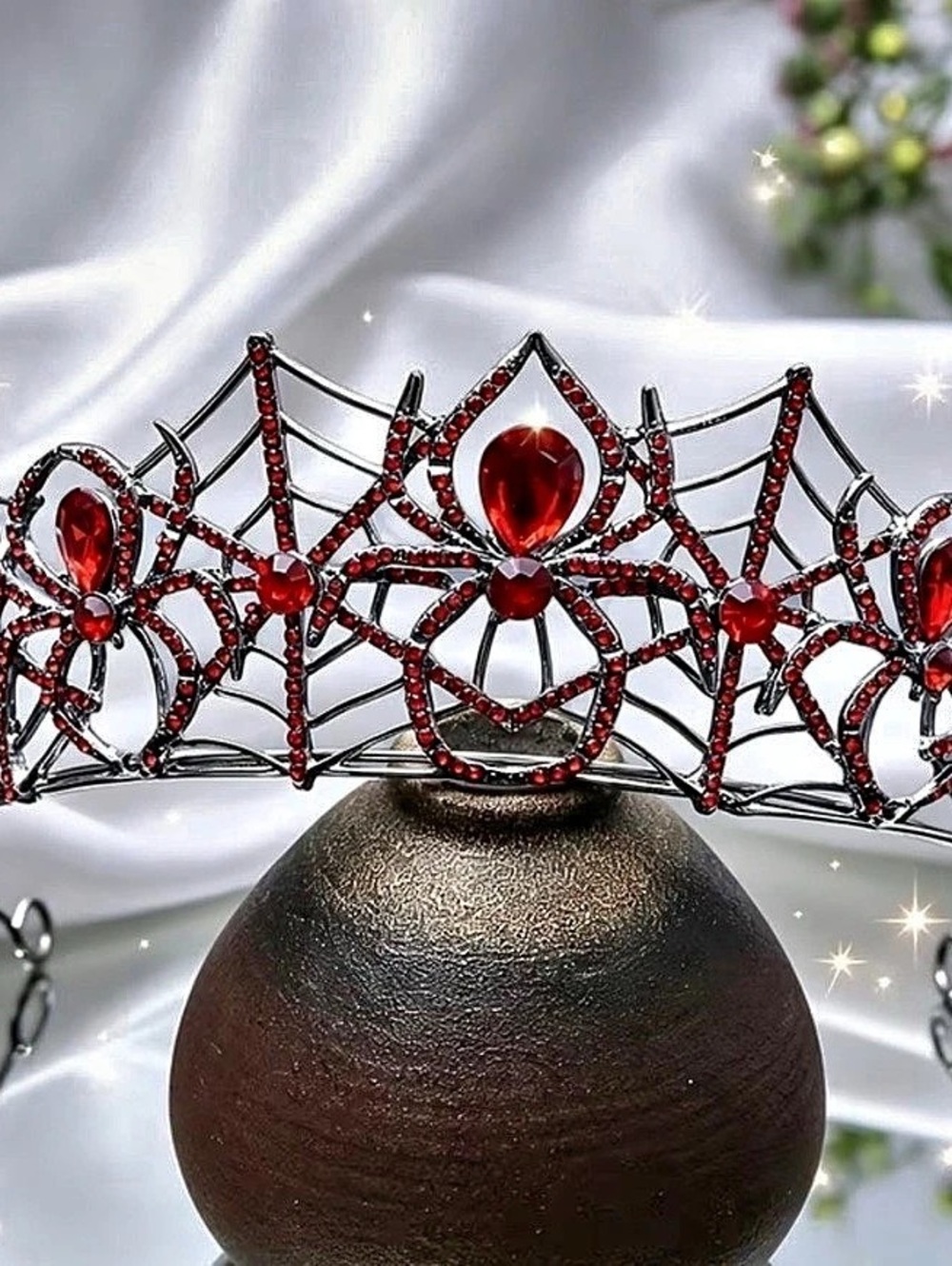 Red Rhinestone Tiara - Picture 3 of 7